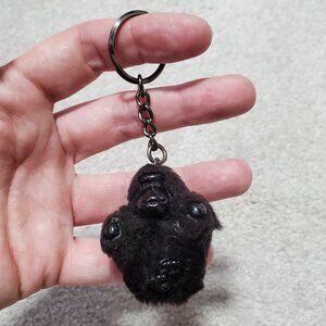 KIPLING Monkey Keychain Purse Bag Charm Chain Gorilla Furry Collector Black